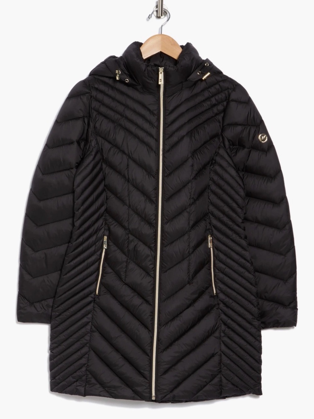 Michael Kors Black Quilted Hooded Long Puffer Coat